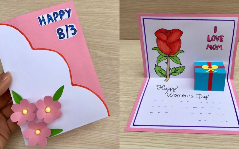 Cách tự làm thiệp 8/3 3D đơn giản Cách tự làm thiệp 8/3 3D đơn giản