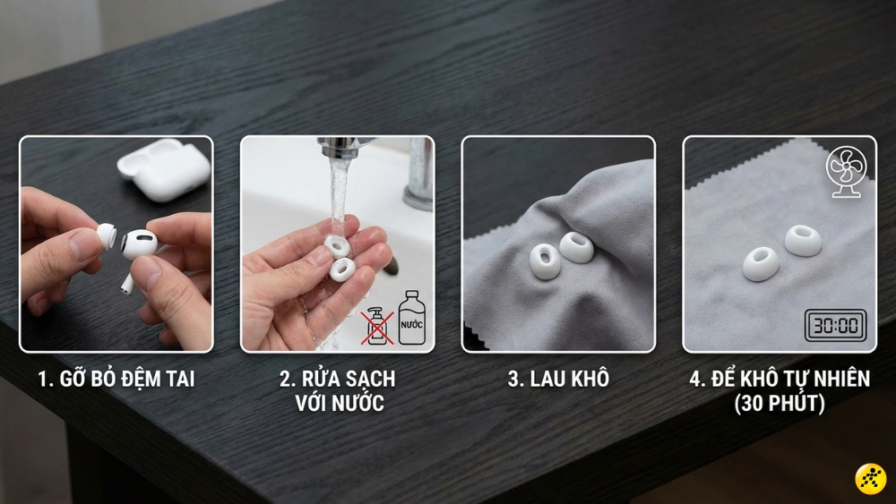 Vệ sinh n&uacute;m tai AirPods Pro v&agrave; Pro 3