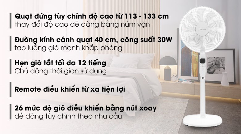Quạt đứng Toshiba F-LSD10(W)VN 30W