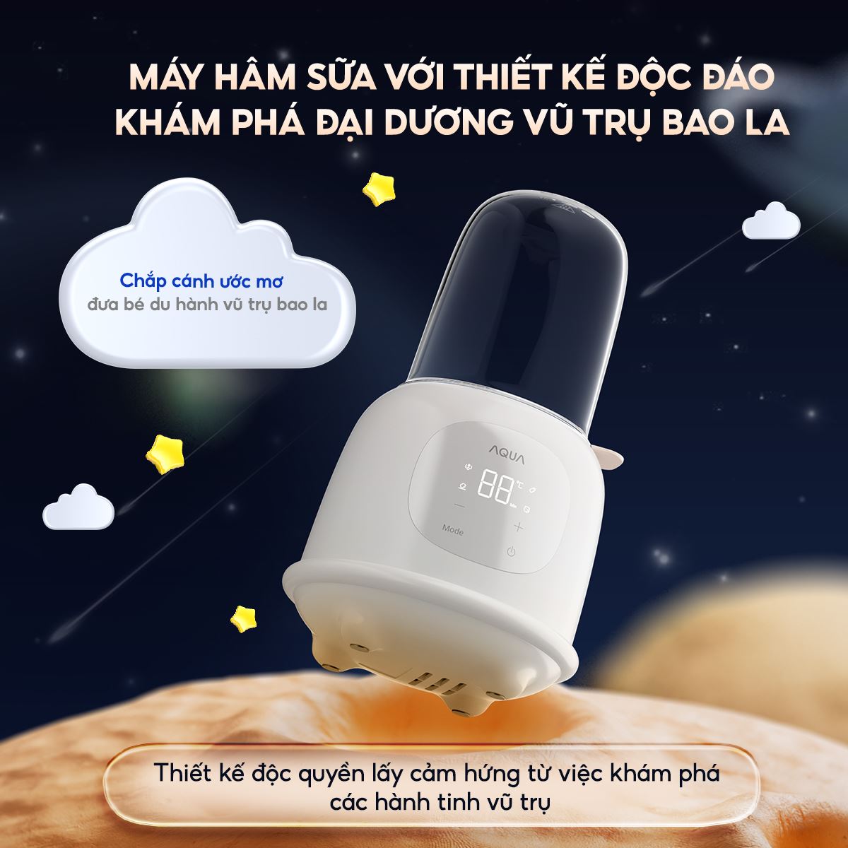 Máy hâm sữa AQUA AQS-WS21T có thiết kế nhỏ gọn và độc đáo