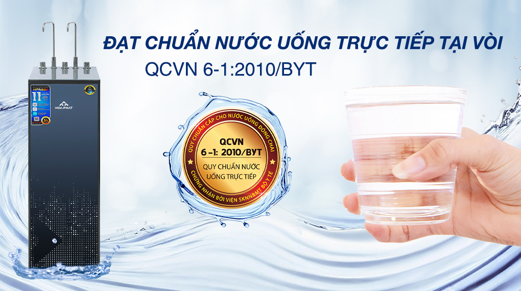 Máy lọc nước RO nóng nguội lạnh Hòa Phát HPN666 11 lõi