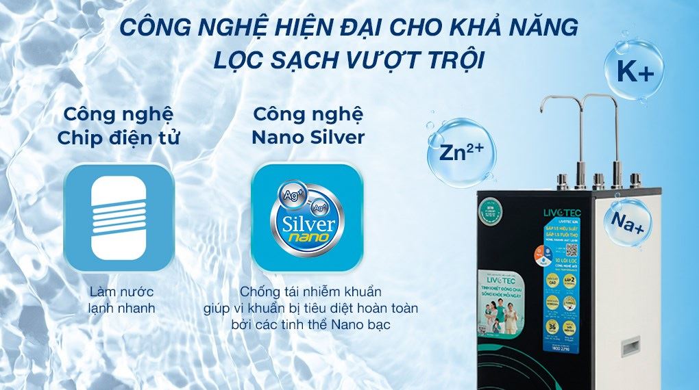Máy lọc nước RO nóng nguội lạnh Livotec 636 10 lõi