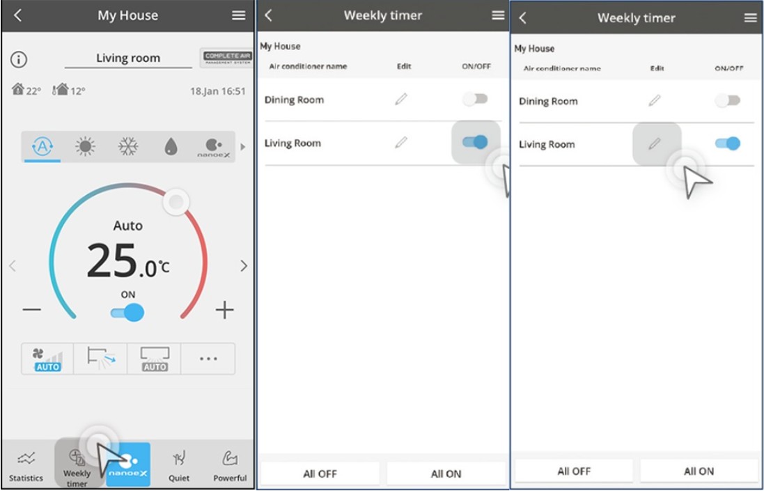 Dễ dàng thiết lập lịch hoạt động tự động cho máy lạnh theo từng ngày trong tuần Dễ dàng thiết lập lịch hoạt động tự động cho máy lạnh theo từng ngày trong tuần