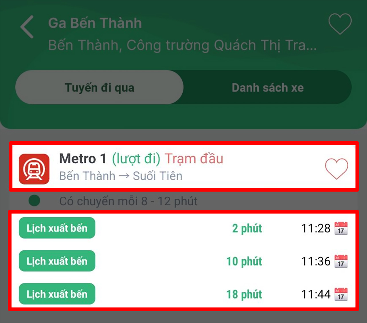 Cách tra cứu lộ trình tuyến Metro số 1 