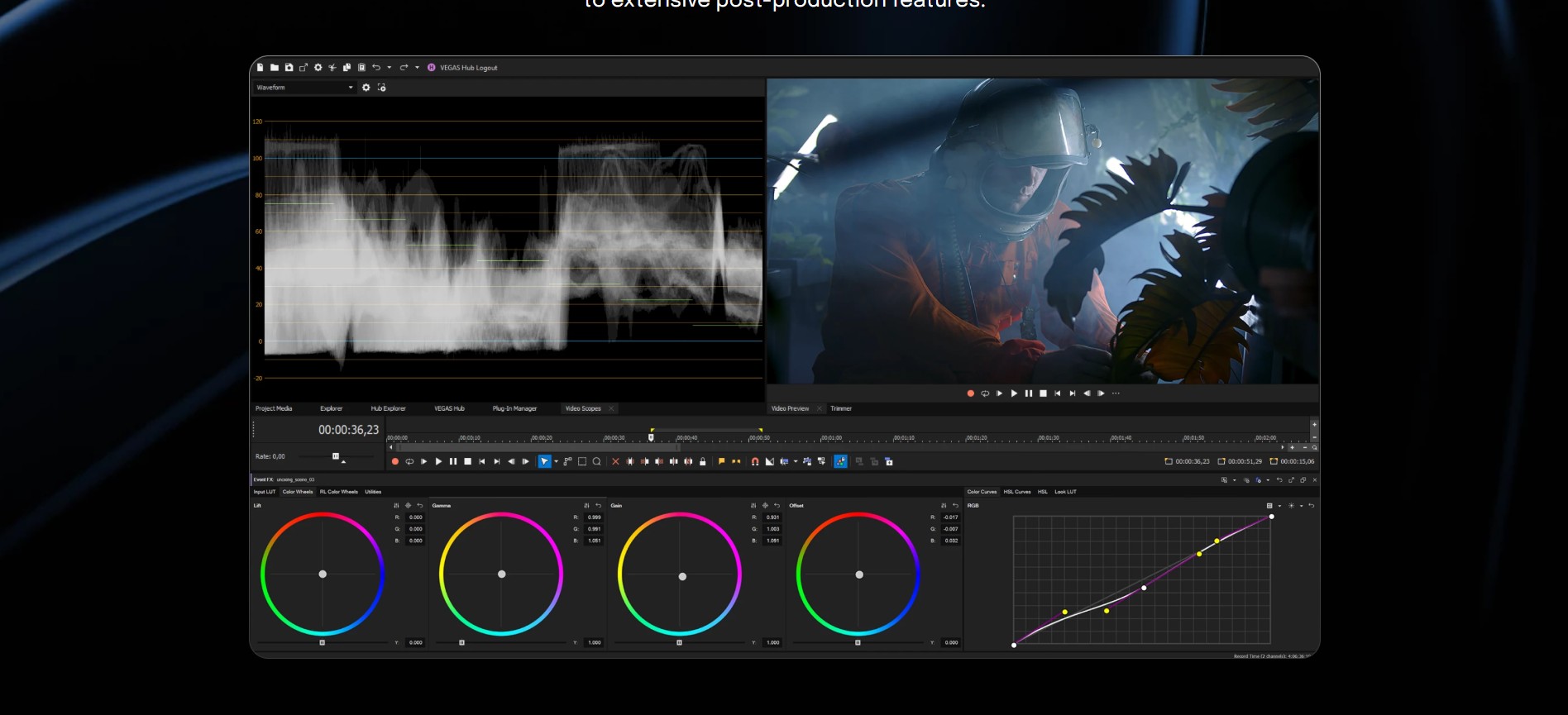 Giao diện chỉnh sửa phần mềm Sony Vegas Pro Giao diện chỉnh sửa phần mềm Sony Vegas Pro