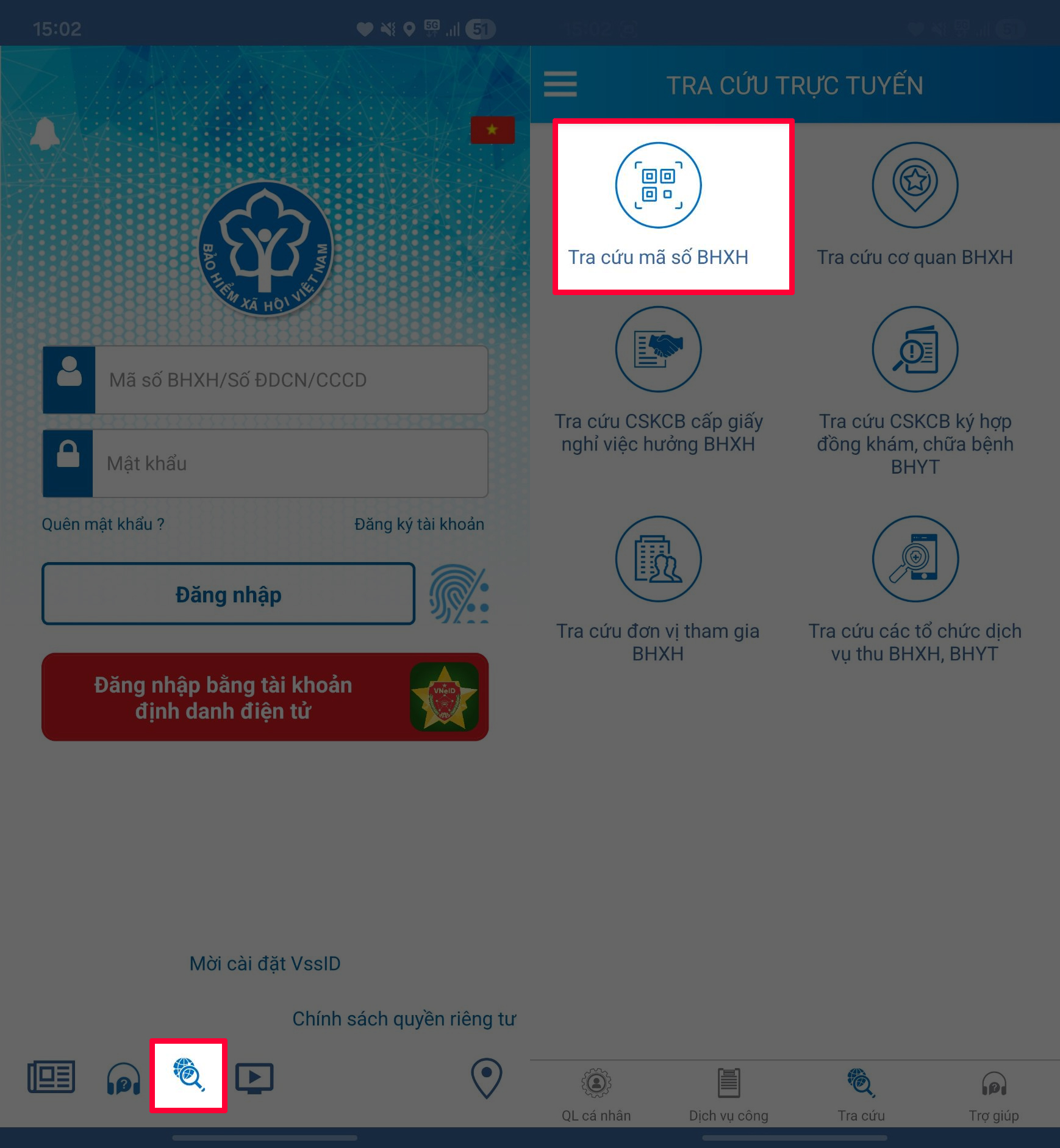 Tra cứu mã số BHXH
