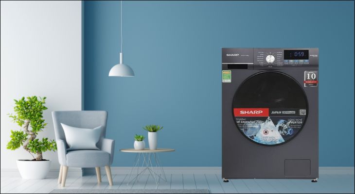 Máy giặt Sharp Inverter 11 kg ES-FM110CB-SB với công nghệ giặt hơi nước Steam, diệt khuẩn bằng hơi nước nóng