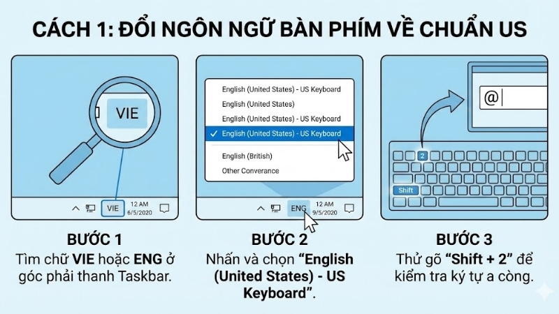 Đổi ng&ocirc;n ngữ b&agrave;n ph&iacute;m về chuẩn US