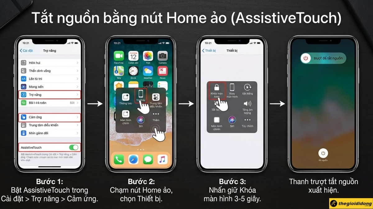 Tắt nguồn bằng n&uacute;t Home ảo