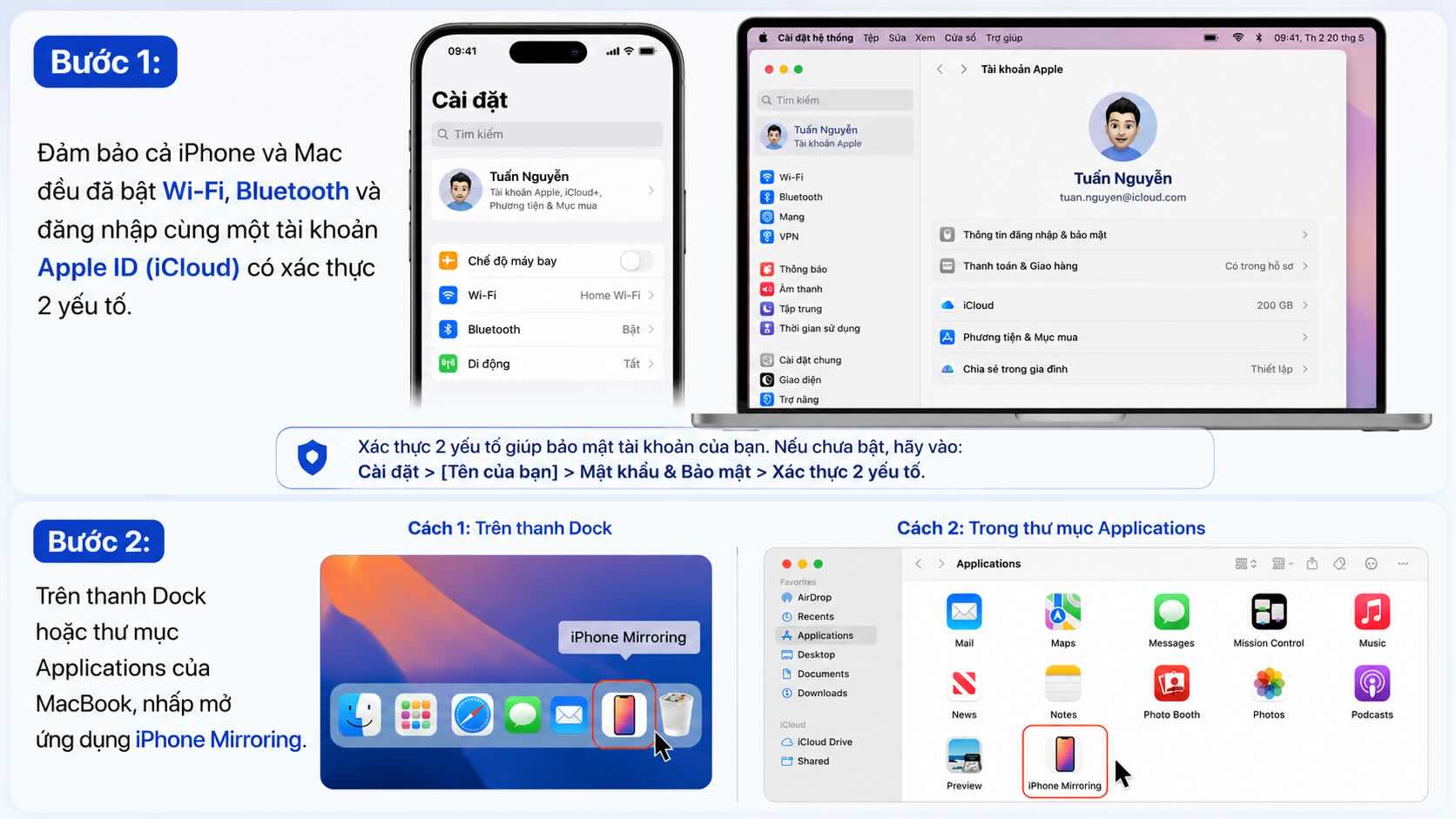 C&aacute;ch sử dụng t&iacute;nh năng iPhone Miroring