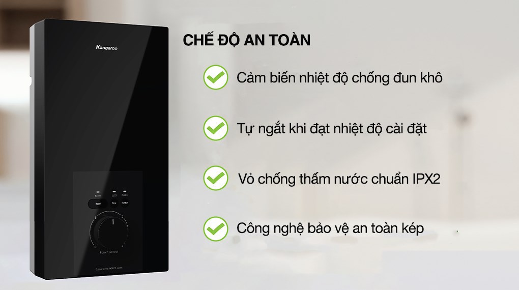Máy nước nóng trực tiếp Kangaroo 4500W KGWD45P2 có vỏ chống thấm nước hiệu quả