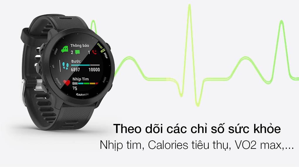 Đồng hồ thông minh Garmin Forerunner 55 42mm giúp bạn theo dõi sức khỏe toàn diện