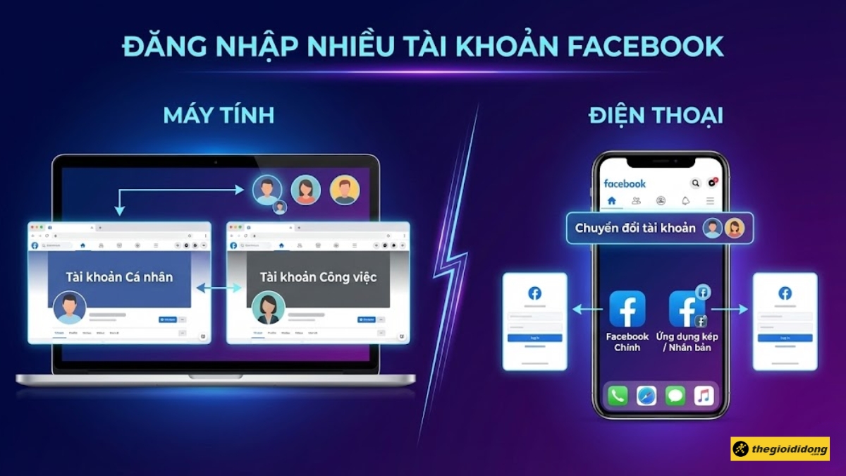 C&aacute;ch đăng nhập nhiều t&agrave;i khoản Facebook c&ugrave;ng l&uacute;c
