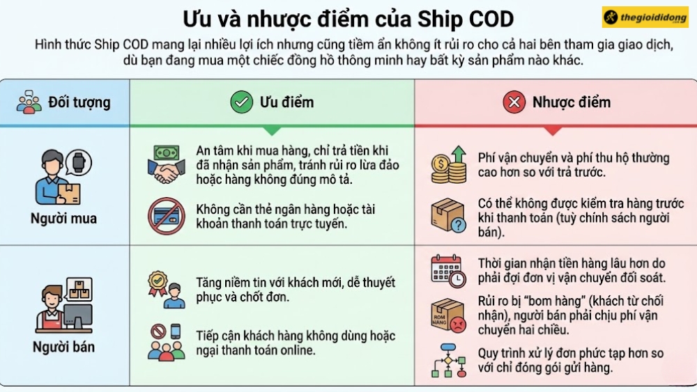 Ưu v&agrave; nhược điểm của ship COD