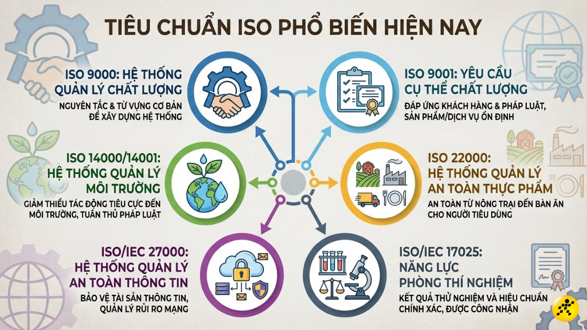 C&aacute;c ti&ecirc;u chuẩn ISO phổ biến hiện nay