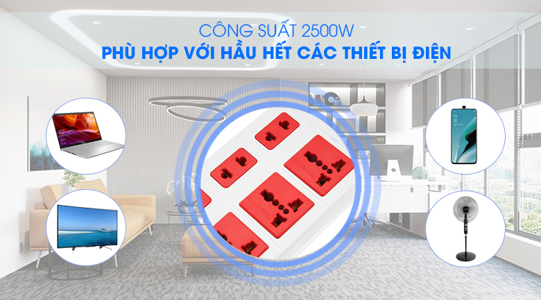 Ổ cắm điện Điện Quang 6 lỗ 5m ECO ĐQ ESK 5WR 6ECO đang được kinh doanh tại Điện máy XANH
