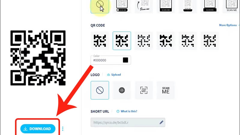 Chọn Download để tải ảnh m&atilde; QR 