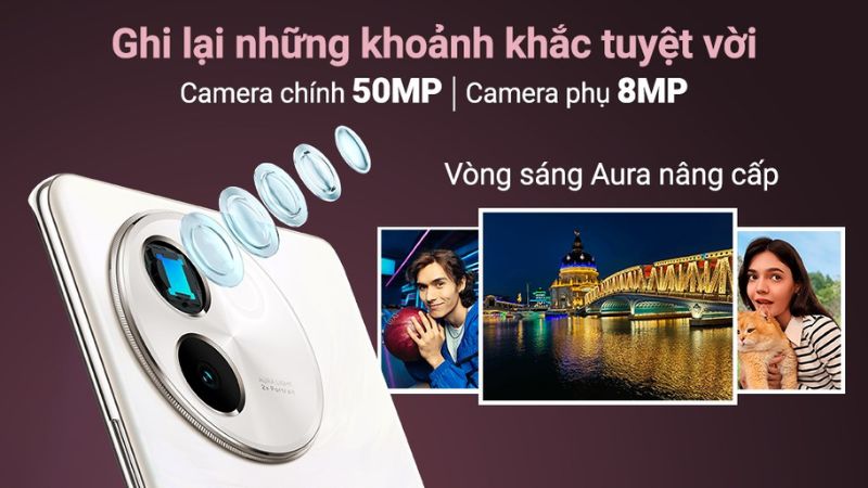 Cảm biến Sony IMX882, vòng sáng Aura hỗ trợ thu sáng, chụp ảnh chân dung đẹp