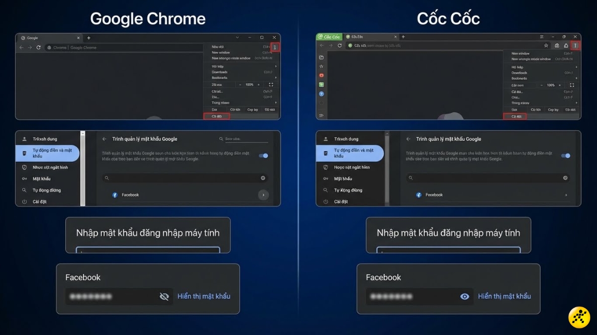Đối với Google Chrome v&agrave; Cốc Cốc