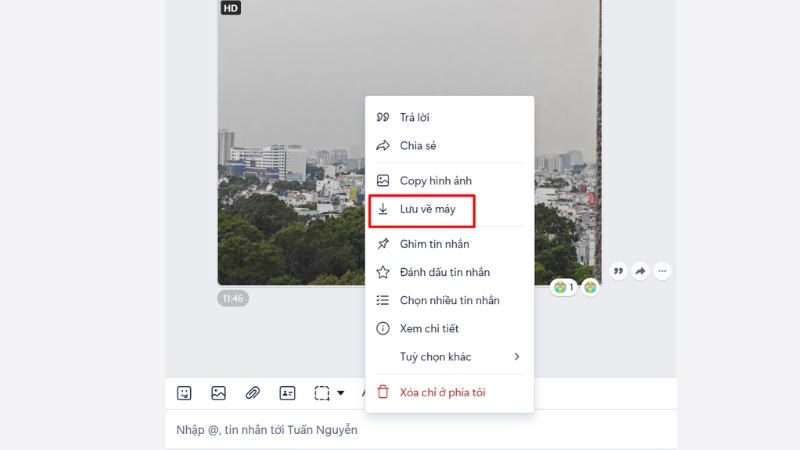 Nhấp chuột phải và chọn Lưu hình ảnh về máy Nhấp chuột phải và chọn Lưu hình ảnh về máy