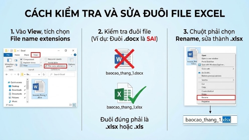 Kiểm tra lại đu&ocirc;i file