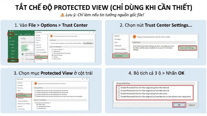 Tắt chế độ Protected View