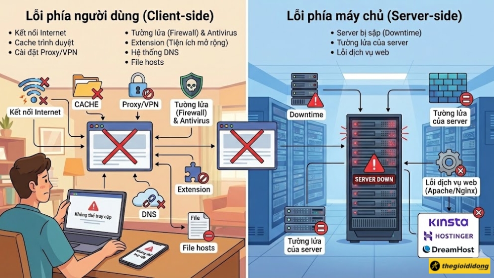 Nguyên nhân chính gây ra lỗi ERR_CONNECTION_REFUSED Nguyên nhân chính gây ra lỗi ERR_CONNECTION_REFUSED