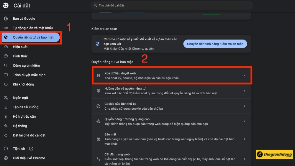 Xoá dữ liệu duyệt web Xoá dữ liệu duyệt web