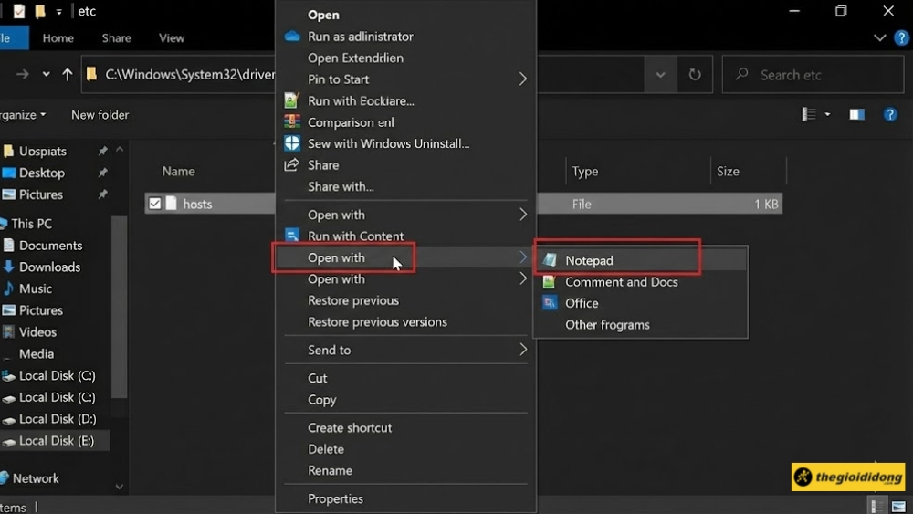 Mở file hosts bằng Notepad Mở file hosts bằng Notepad