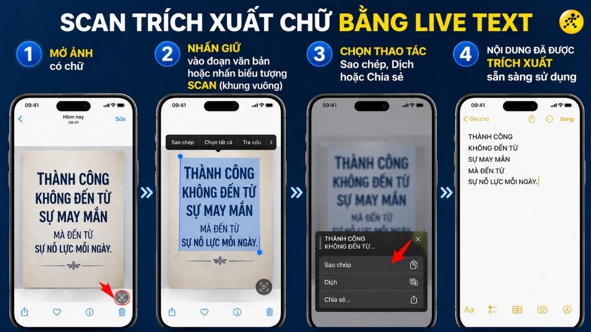 Scan tr&iacute;ch xuất chữ bằng Live Text
