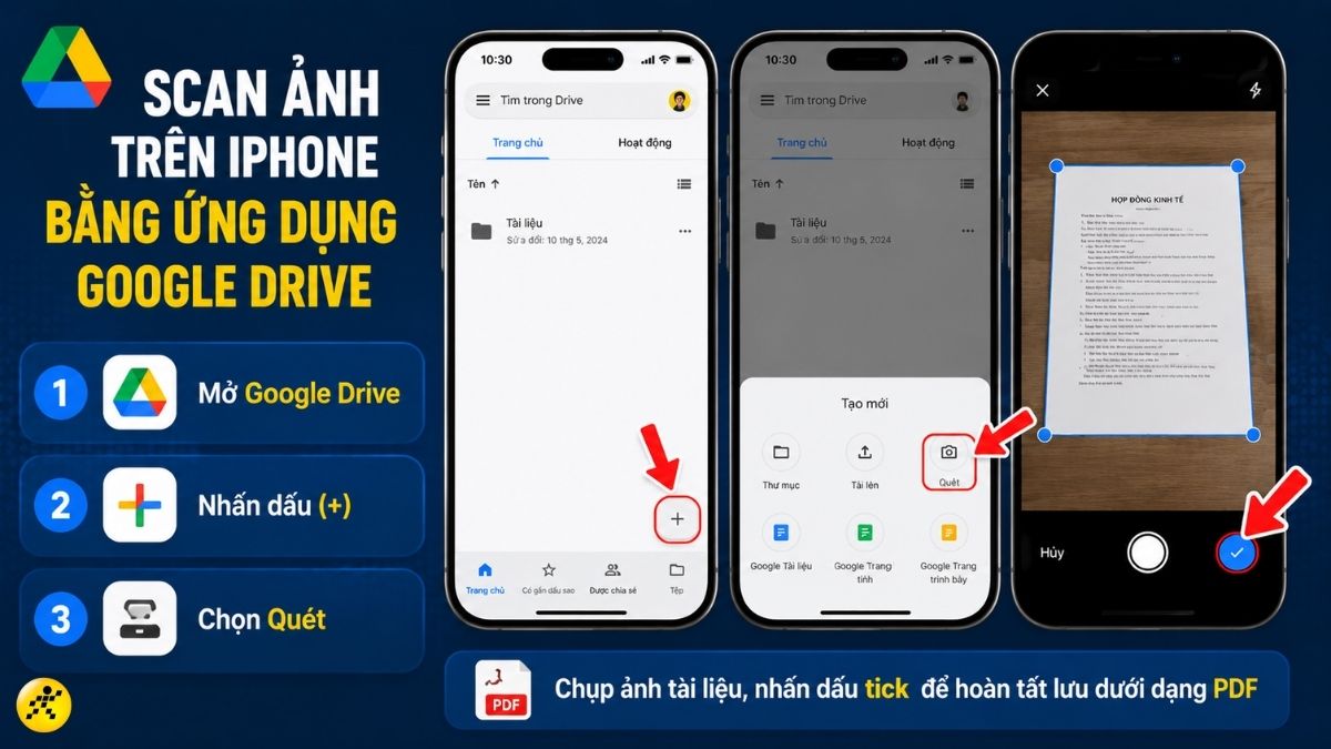 Scan ảnh tr&ecirc;n iPhone bằng ứng dụng Google Drive
