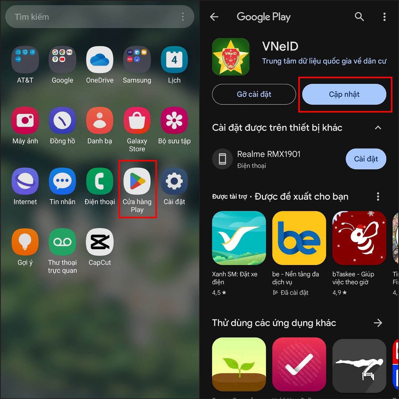 Cập nhật ứng dụng VNeID lên phiên bản mới nhất trên CH Play hoặc App Store để sử dụng mượt