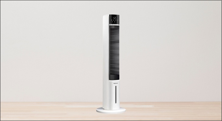 Quạt điều hoà FUJIHOME AC-DT5E 65W sở hữu kiểu dáng quạt tháp màu trắng đen trang nhã, dễ dàng hòa hợp với mọi không gian nội thất