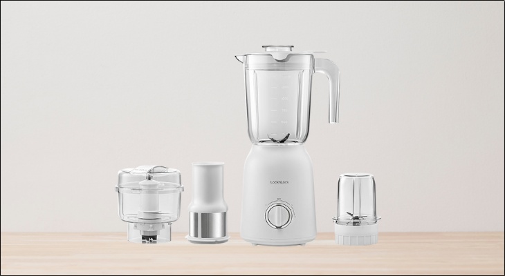 Máy xay đa năng Lock&Lock EJM416WHT được trang bị 3 cối xay chuyên biệt, đáp ứng tối đa nhu cầu chế biến