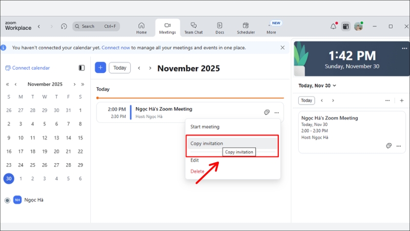 Copy Invitation để lấy thông tin gửi đi Copy Invitation để lấy thông tin gửi đi