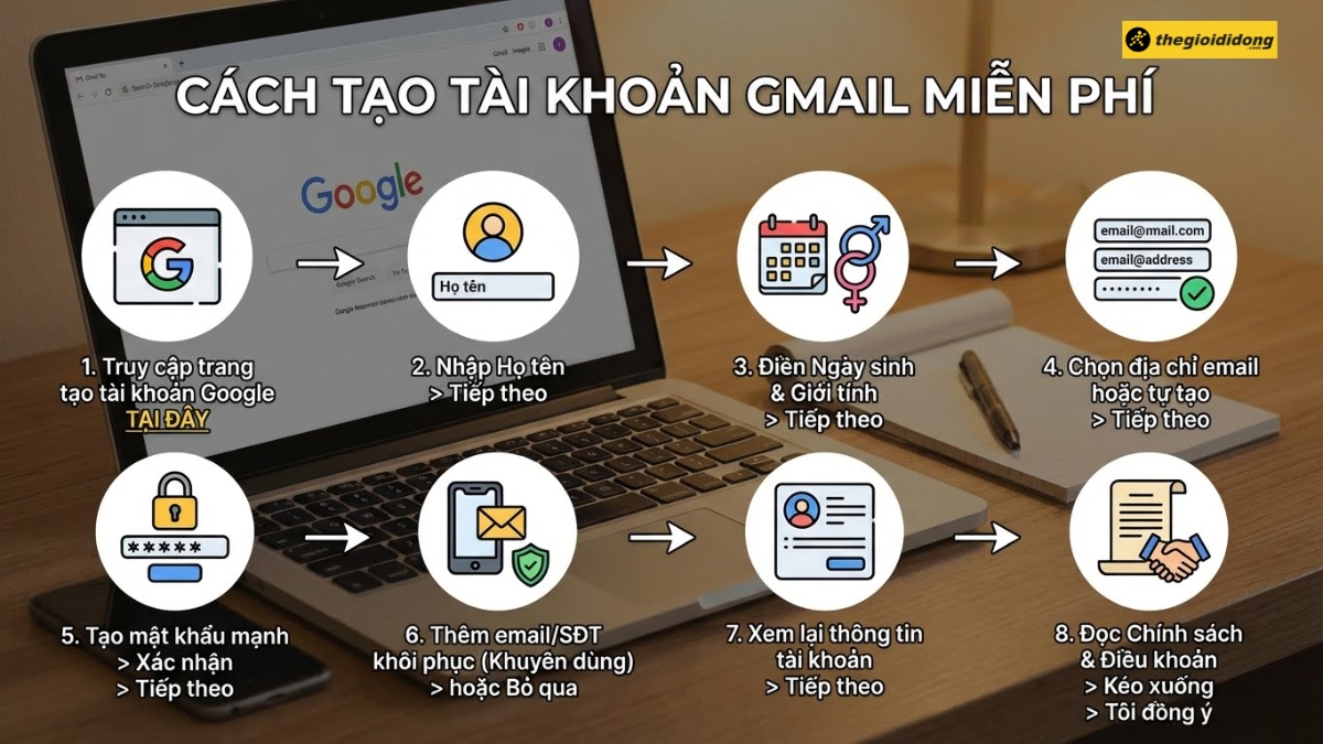 C&aacute;ch tạo t&agrave;i khoản email miễn ph&iacute; với Gmail