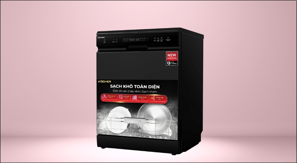 Máy rửa chén độc lập Kocher X15UV có hỗ trợ sấy PTC và sấy khí tươi Fresh Air