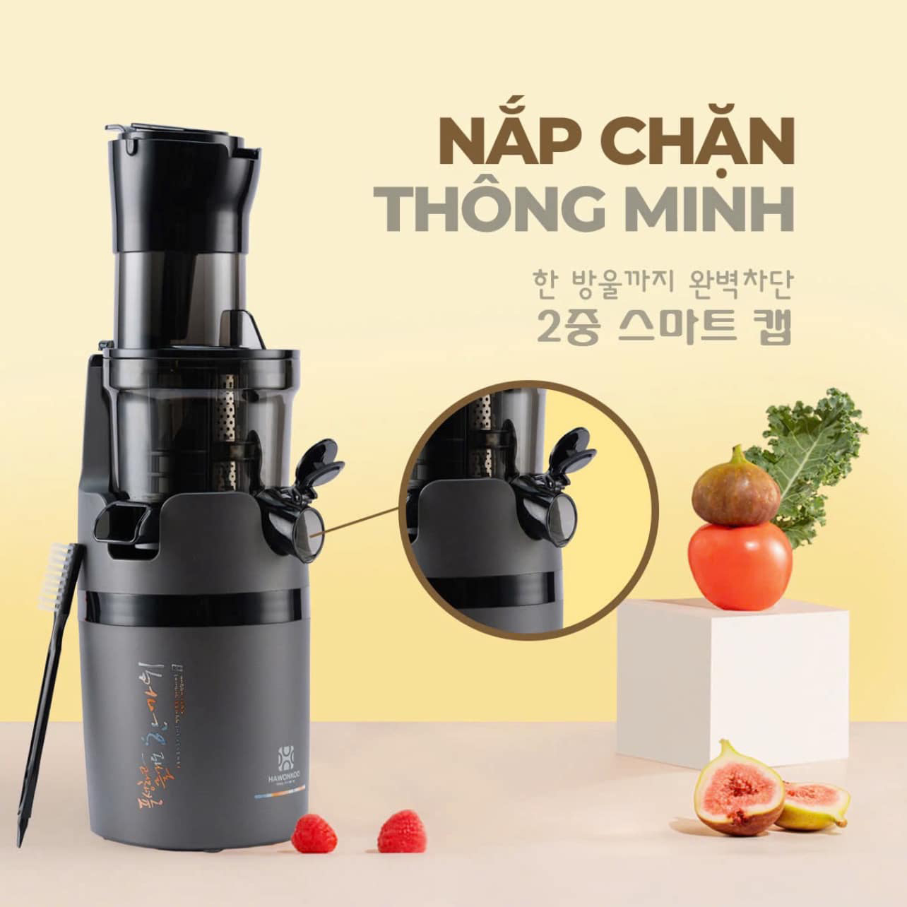 Nắp chặn chống nhỏ giọt thông minh, hạn chế rò rỉ nước ép, giữ cho khu vực ép luôn sạch sẽ