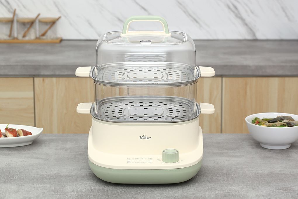 Nồi lẩu hấp đa năng Bear BES-CA73G1 10 lít có dung tích lớn 10 lít, thiết kế hấp và nấu tiện lợi