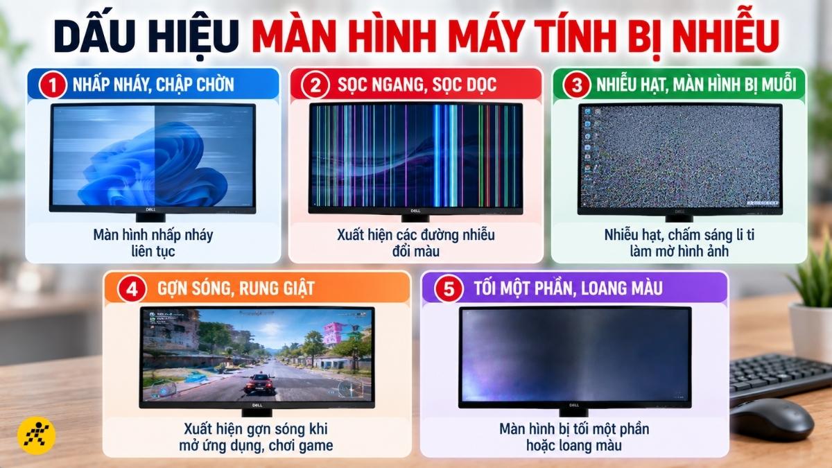Dấu hiệu màn hình máy tính bị nhiễu Dấu hiệu màn hình máy tính bị nhiễu