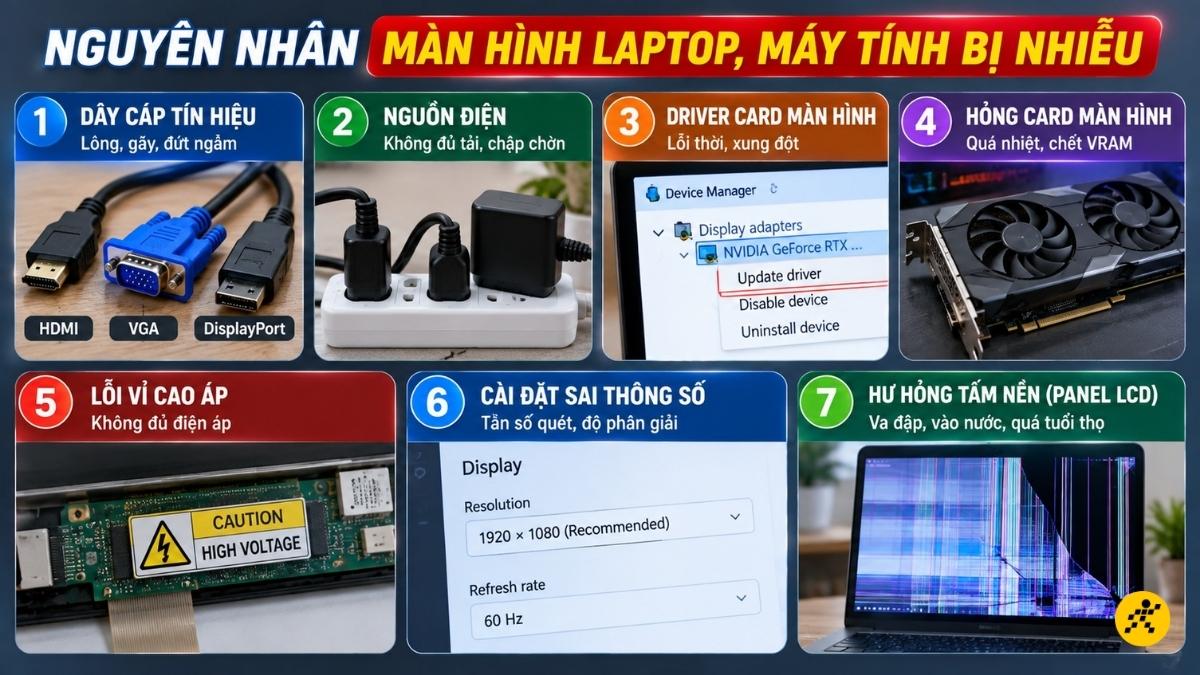 Nguyên nhân màn hình máy tính bị nhiễu Nguyên nhân màn hình máy tính bị nhiễu