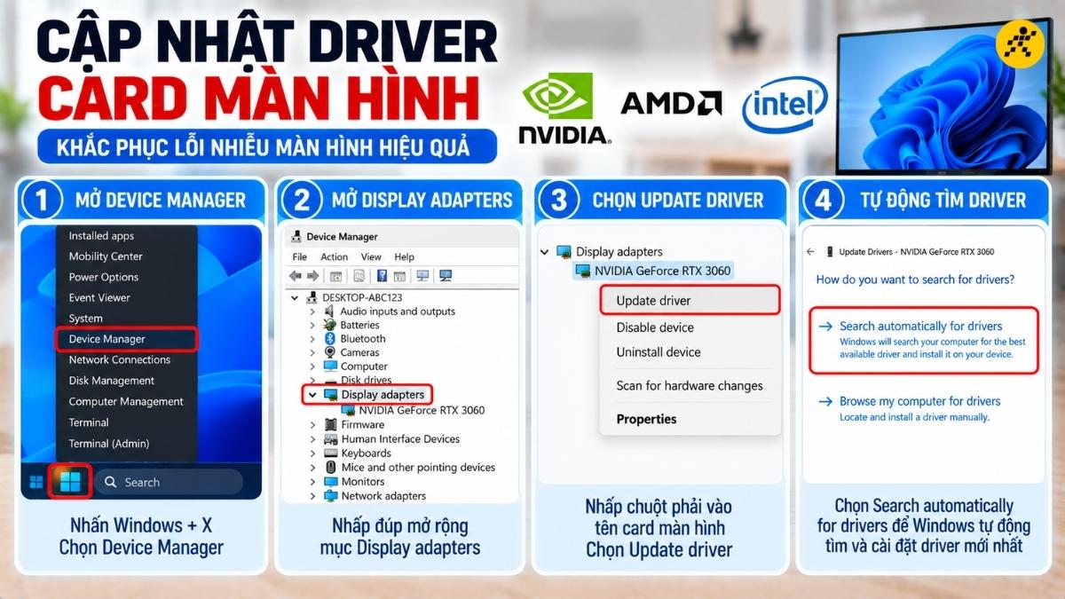 Cập nhật hoặc Cài đặt lại Driver Card màn hình Cập nhật hoặc Cài đặt lại Driver Card màn hình