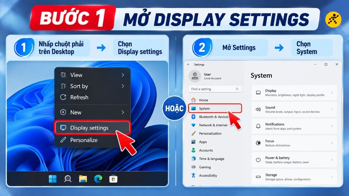 Chọn Display settings Chọn Display settings