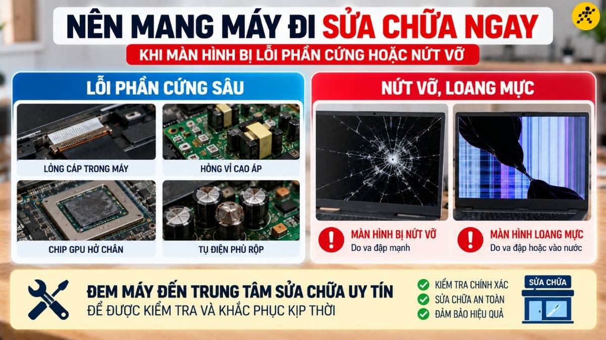 Nên mang máy đi sửa chữa ngay Nên mang máy đi sửa chữa ngay
