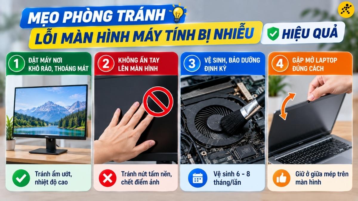 Mẹo phòng tránh lỗi màn hình máy tính bị nhiễu Mẹo phòng tránh lỗi màn hình máy tính bị nhiễu