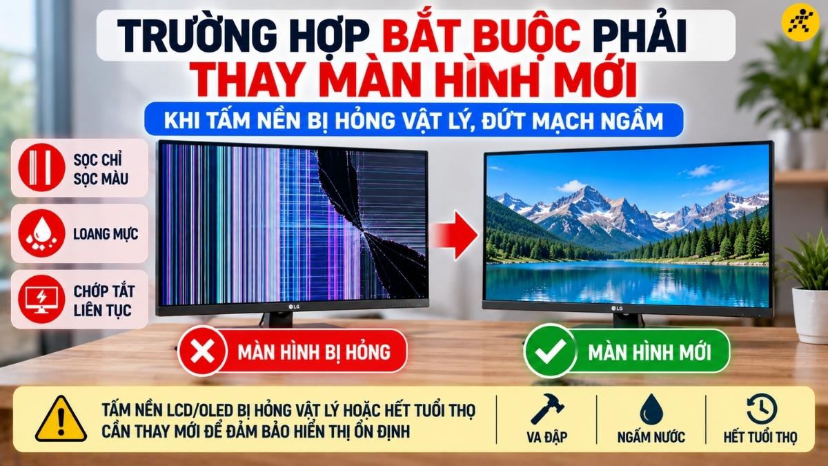 Trường hợp bắt buộc phải Thay màn hình mới Trường hợp bắt buộc phải Thay màn hình mới