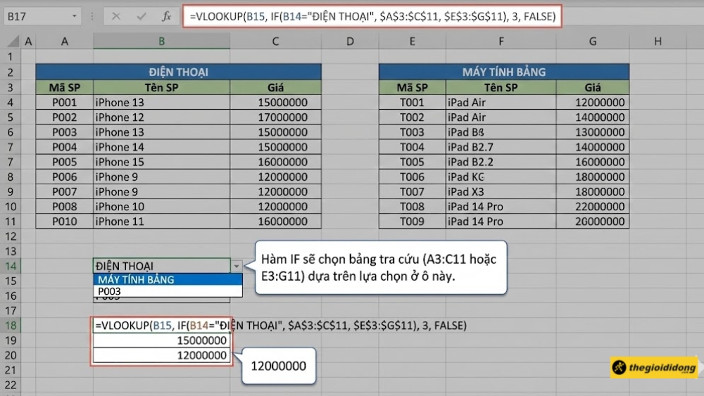 Dùng IF để thay đổi bảng tra cứu Dùng IF để thay đổi bảng tra cứu