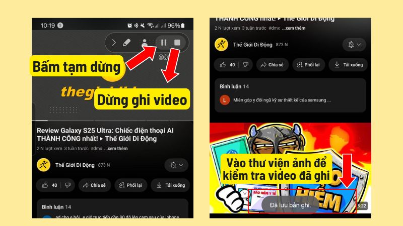 Điện thoại đang trong quá trình ghi màn hình Điện thoại đang trong quá trình ghi màn hình