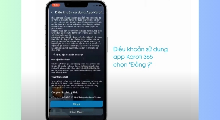 Bạn đọc điều khoản của ứng dụng và chọn Đồng ý.