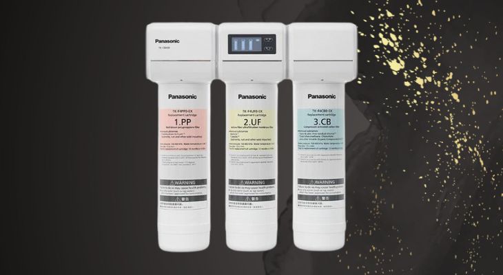 Máy lọc nước UF Panasonic TK-CB430 3 lõi với thiết kế lắp âm tủ gọn gàng, tiết kiệm không gian cho kệ bếp
